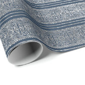 ジュエリーケルトオーナメントストライプズブルーネイビーシルバー ラッピングペーパー (ロールコーナー)