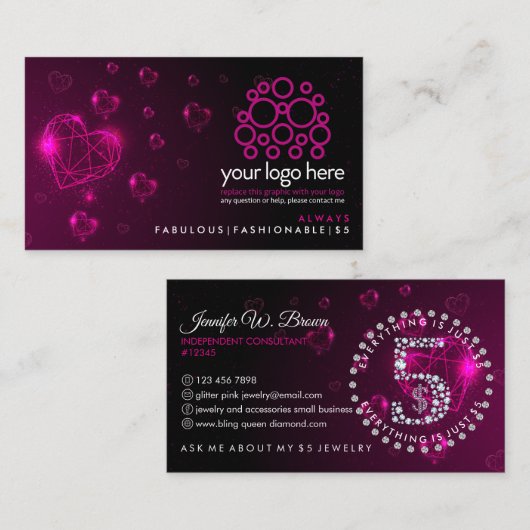 ジュエリーコンサルタント常に素晴らしいファッショナブル 名刺 (正面/裏面)