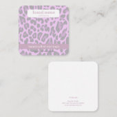 ジュエリースタッドディスプレイパープルレオパード印刷手作り スクエア名刺 (正面/裏面)