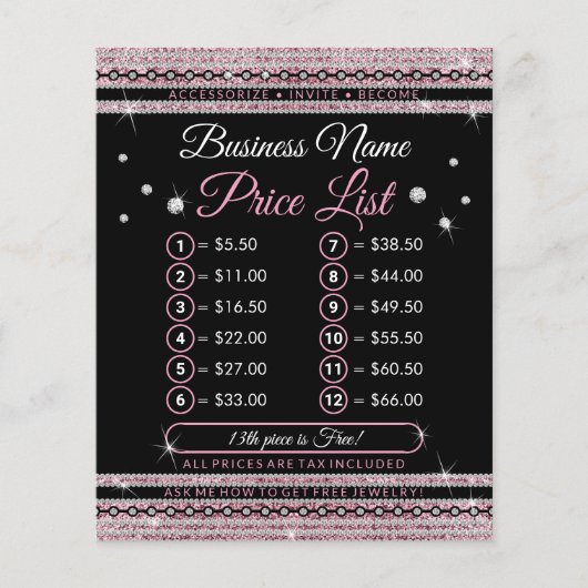 ジュエリーストアの価格表 チラシ (正面)