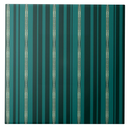 ジュエリーストライプの緑 タイル (正面)