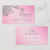 ジュエリースワールロイヤリティカードグリッターダイヤモンドピンク ロイヤリティカード (正面/裏面)