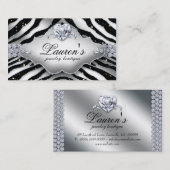 ジュエリーゼブラバレンタインズハート輝き黒 名刺 (正面/裏面)