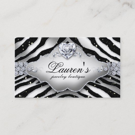 ジュエリーゼブラバレンタインズハート輝き黒 名刺 (正面)