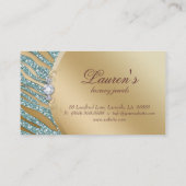 ジュエリーゼブラ名刺スパークルティール(緑がかった色)金ゴールド 名刺 (裏面)