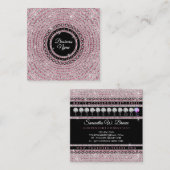 ジュエリーダイアモンドサークルピンクグリきらきら光るッツ スクエア名刺 (正面/裏面)