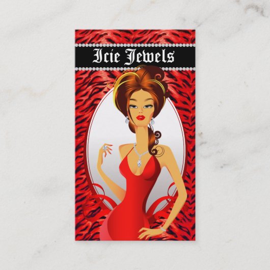 ジュエリーダイヤモンドレッドゼブラハート 名刺 (正面)