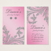 ジュエリーディスプレイカードジュエリーグリッター葉ピンク色 (正面&裏面)