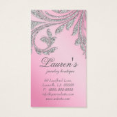 ジュエリーディスプレイカードジュエリーグリッター葉ピンク色 (裏面)