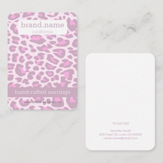 ジュエリーディスプレイスタッドピンクレオパード印刷手作り 名刺 (正面/裏面)