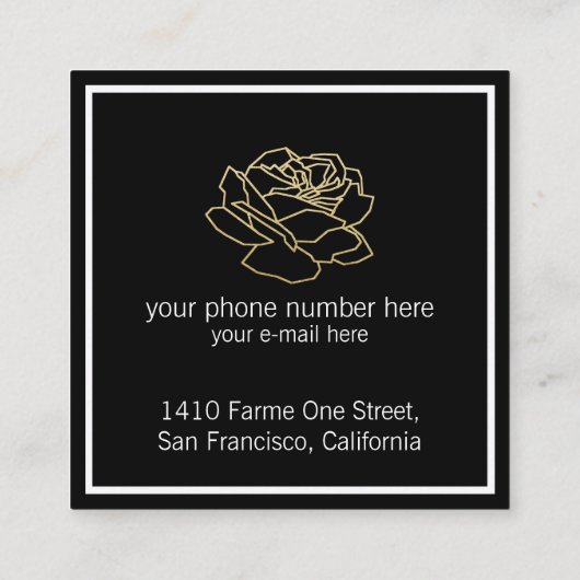 ジュエリーデザイかわいらしナー&シック・ブラック スクエア名刺 (裏面)