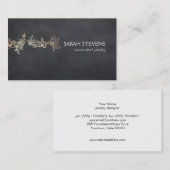 ジュエリーデザイエレガントナー金ゴールドとブラックシャルボード 名刺 (正面/裏面)