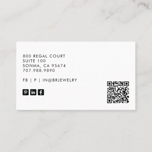 ジュエリーデザイエレガントナー金ゴールドモノグラム 名刺 (裏面)