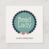 ジュエリーデザイナーの結び付きビーズブレスレットロゴ スクエア名刺 (正面)