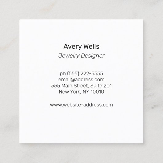 ジュエリーデザイナーの結び付きビーズブレスレットロゴ スクエア名刺 (裏面)