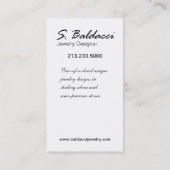 ジュエリーデザイナーカスタムの宝石屋 名刺 (裏面)