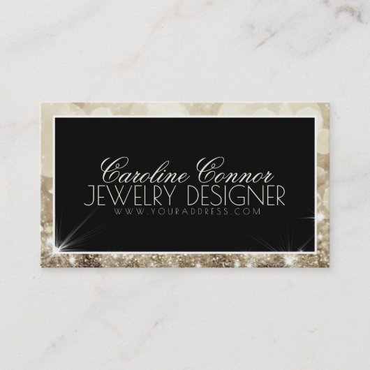 ジュエリーデザイナーグリッタースターブラックカはっきりしたード 名刺 (正面)