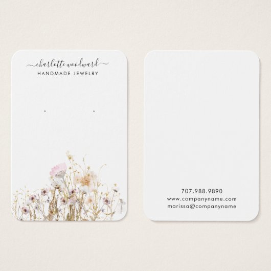 ジュエリーデザイナーピンク金ゴールドグリッターワイルドフラワー (正面&裏面)