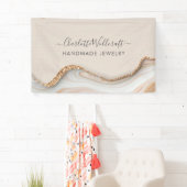 ジュエリーデザイナーピンク金ゴールドグリッター大理石瑪瑙 横断幕