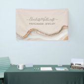 ジュエリーデザイナーピンク金ゴールドグリッター大理石瑪瑙 横断幕