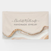 ジュエリーデザイナーピンク金ゴールドグリッター大理石瑪瑙 横断幕 (横)