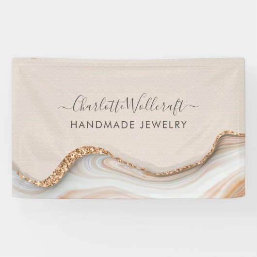 ジュエリーデザイナーピンク金ゴールドグリッター大理石瑪瑙 横断幕
