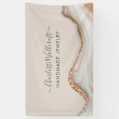 ジュエリーデザイナーピンク金ゴールドグリッター大理石瑪瑙 横断幕