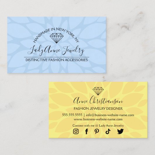 ジュエリーデザイナーブティックダイヤモンドビーズ宝石 名刺 (正面/裏面)