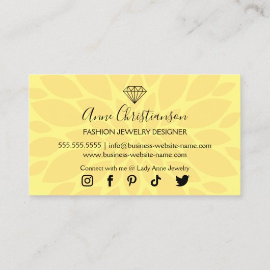 ジュエリーデザイナーブティックダイヤモンドビーズ宝石 名刺 (裏面)