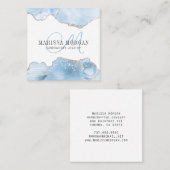 ジュエリーデザイナーブルーアゲートジオードモノグラム スクエア名刺 (正面/裏面)