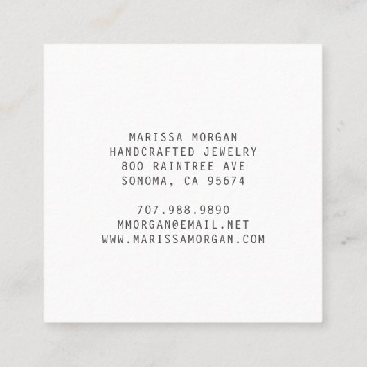 ジュエリーデザイナーブルーアゲートジオードモノグラム スクエア名刺 (裏面)