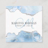 ジュエリーデザイナーブルーアゲートジオードモノグラム スクエア名刺 (正面)