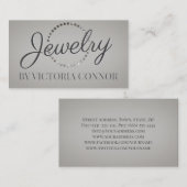 ジュエリーデザイナーメタルグリッタードット円グレー 名刺 (正面/裏面)