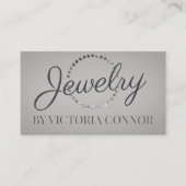 ジュエリーデザイナーメタルグリッタードット円グレー 名刺 (正面)