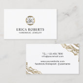 ジュエリーデザイナーモダンな金ゴールドのダイヤモンドの宝石類 名刺 (正面/裏面)