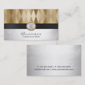 ジュエリーデザイナーモダンな金ゴールド及び銀 名刺 (正面/裏面)