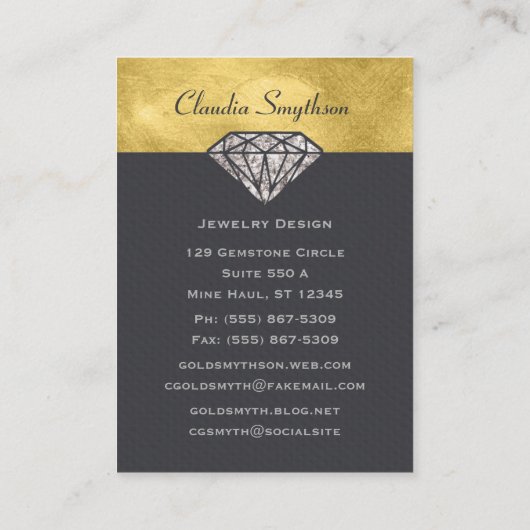 ジュエリーデザイナー名刺のダイヤモンド指輪 名刺 (裏面)