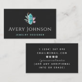 ジュエリーデザイナー水晶の花と月エレガント 名刺 (正面/裏面)