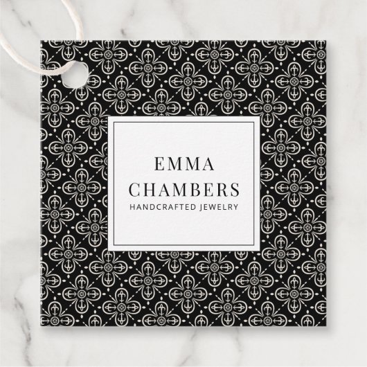ジュエリーデザイナー白黒Motifパターン フェイバータグ (正面)