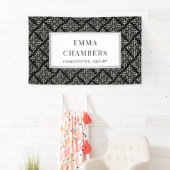 ジュエリーデザイナー白黒Motifパターン 横断幕 (インサイチュ)