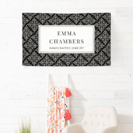 ジュエリーデザイナー白黒Motifパターン 横断幕