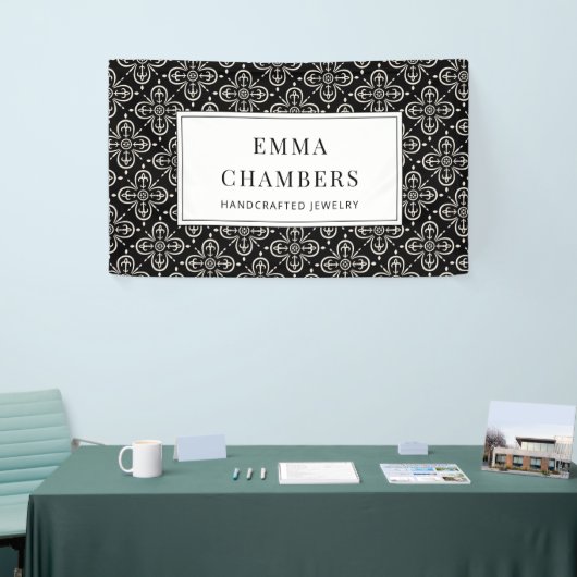 ジュエリーデザイナー白黒Motifパターン 横断幕 (トレードショー)