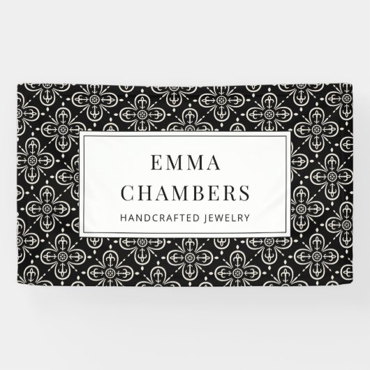 ジュエリーデザイナー白黒Motifパターン 横断幕 (横)
