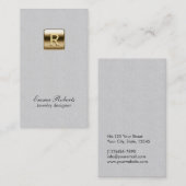 ジュエリーデザイナー金ゴールドモノグラムクラッシリーレザー 名刺 (正面/裏面)