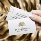 ジュエリーデザイナー金ゴールド植物銀杏ロゴ 名刺