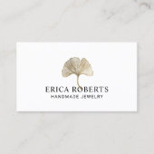 ジュエリーデザイナー金ゴールド植物銀杏ロゴ 名刺 (正面)