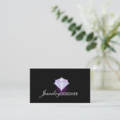 ジュエリーデザイナー 宝石 結晶 パープル ブラック 名刺 (スタンド正面)