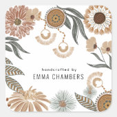 ジュエリーデザイナーBohoフローラ製品ラベル スクエアシール (正面)