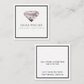 ジュエリーデザインシック&エレガントホワイト&澄ん スクエア名刺 (正面/裏面)