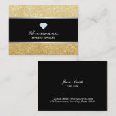 ジュエリーデザインスタイリッシュ金ゴールドグリッターモダン 名刺 (正面/裏面)